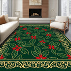 Emerald Green Poinsettia Holiday Rug