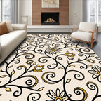 Cream and Gold Floral Vines Rug