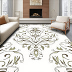 Earthy Tone Scrolling Floral Damask Rug