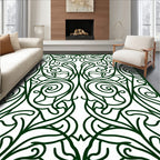 Ornate Emerald Swirl Vine Filigree Rug