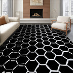 Bold Black White Hexagonal Mesh Rug