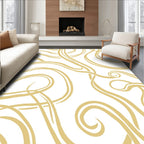 Golden White Swirling Lines Rug
