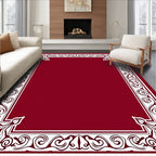 Crimson and White Classic Scroll Border Rug