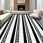 Bold Black White Striped Variety Rug