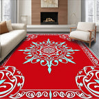 Crimson Sky Blue Floral Medallion Border Rug