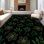 Dark Floral Garden Bloom Rug