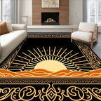 Golden Sun Rising Over Rippled Dunes Rug