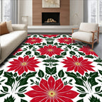 Bold Red Poinsettia Botanical Repeat Rug