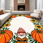 Orange Pumpkin Sunflower Gnome Foliage Rug