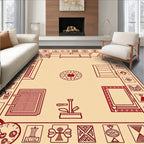 Crimson Floral Geometric Border Rug