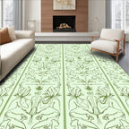 Emerald Green Floral Art Nouveau Rug