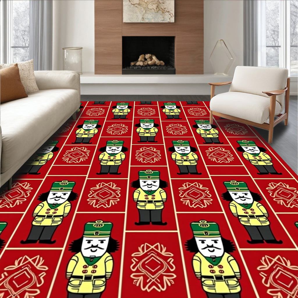 Holiday Nutcracker Red Geometric Rug