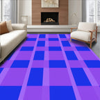 Vivid Blue Purple Plaid Squares Rug