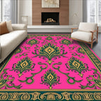 Vibrant Pink Emerald Floral Medallion Rug