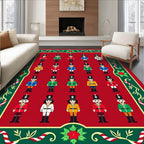 Festive Red Soldier Holiday Border Rug