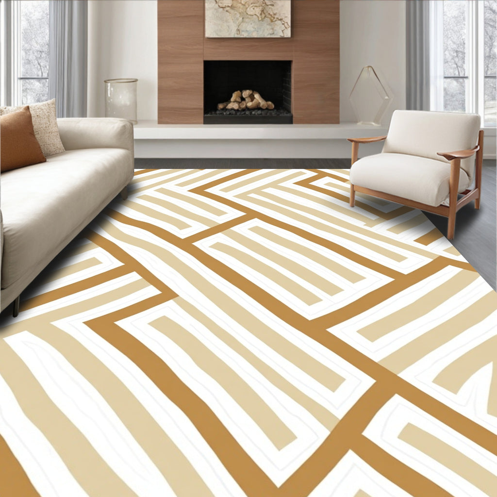 Earthy Tone Geometric Stripe Rug