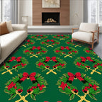Christmas Wreath Red Festive Garland Rug