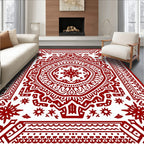 Vibrant Crimson Mandala Statement Rug