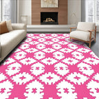 Hot Pink Geometric Lattice Rug