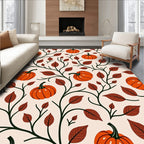 Harvest Orange Pumpkin Vine Print Rug