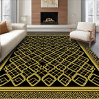 Golden Yellow Interlocking Geometric Frame Rug