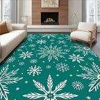 Teal White Snowflake Constellation Rug