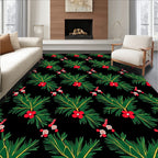 Evergreen Red Berry Garland Stripe Rug
