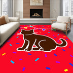 Brown Cat With Festive Colorful String Lights Rug