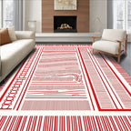 Crimson Textured Lines Composition Rug