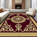 Deep Crimson Gold Floral Medallion Rug
