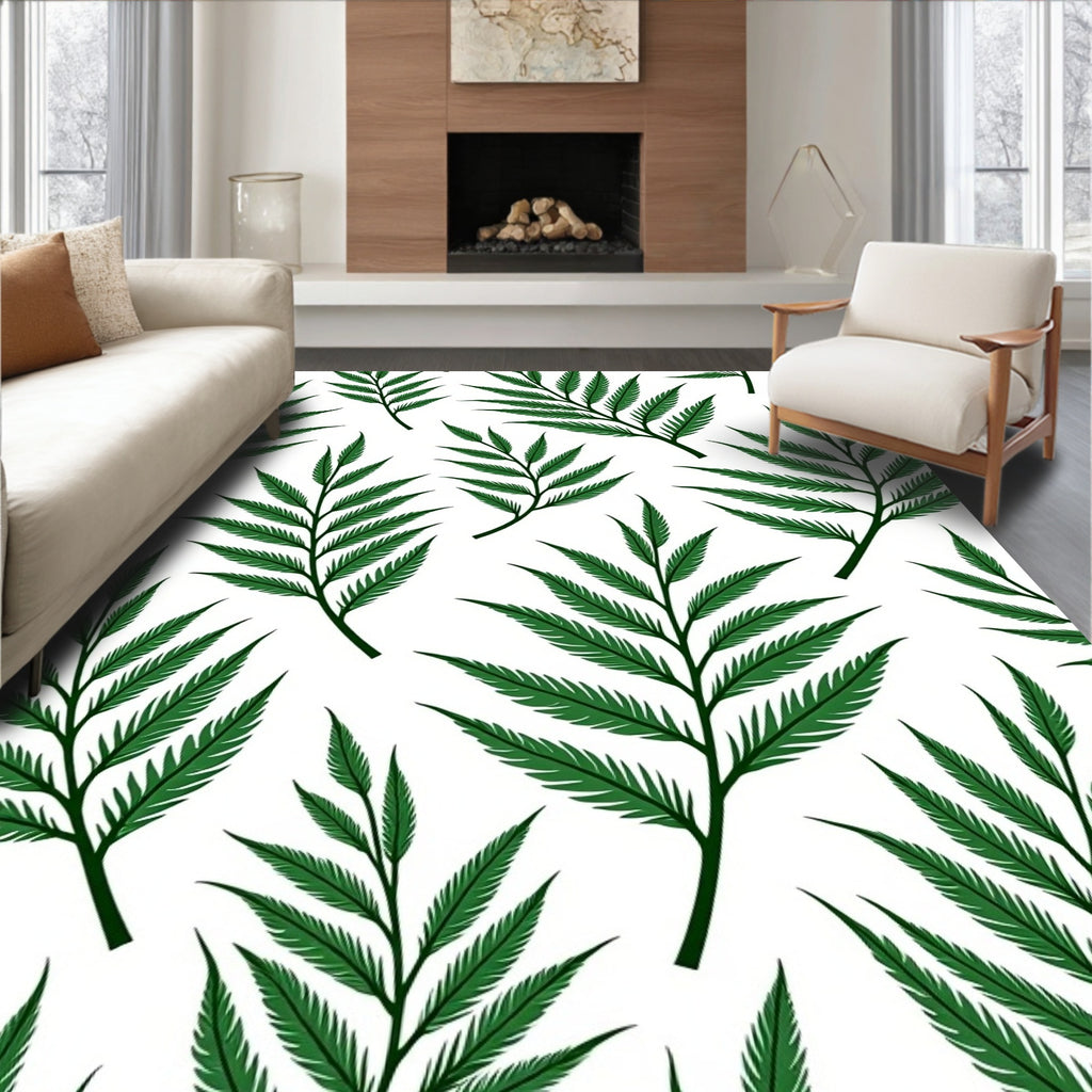 Deep Green Fern Foliage Repeat Rug