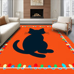 Black Cat Orange Festive Lights Rug