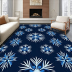 Navy Frozen Snowflake Repeat Rug