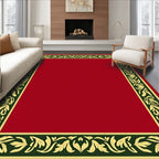 Classic Red Gold Leaf Border Rug