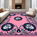 Pink Navy Floral Starburst Tapestry Rug