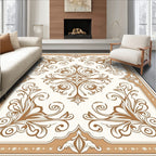 Classic Brown Floral Corner Medallion Rug