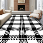 Black White Gingham Checkered Plaid Rug