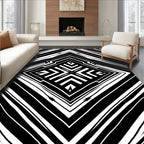 Bold Black White Optical Diamond Rug