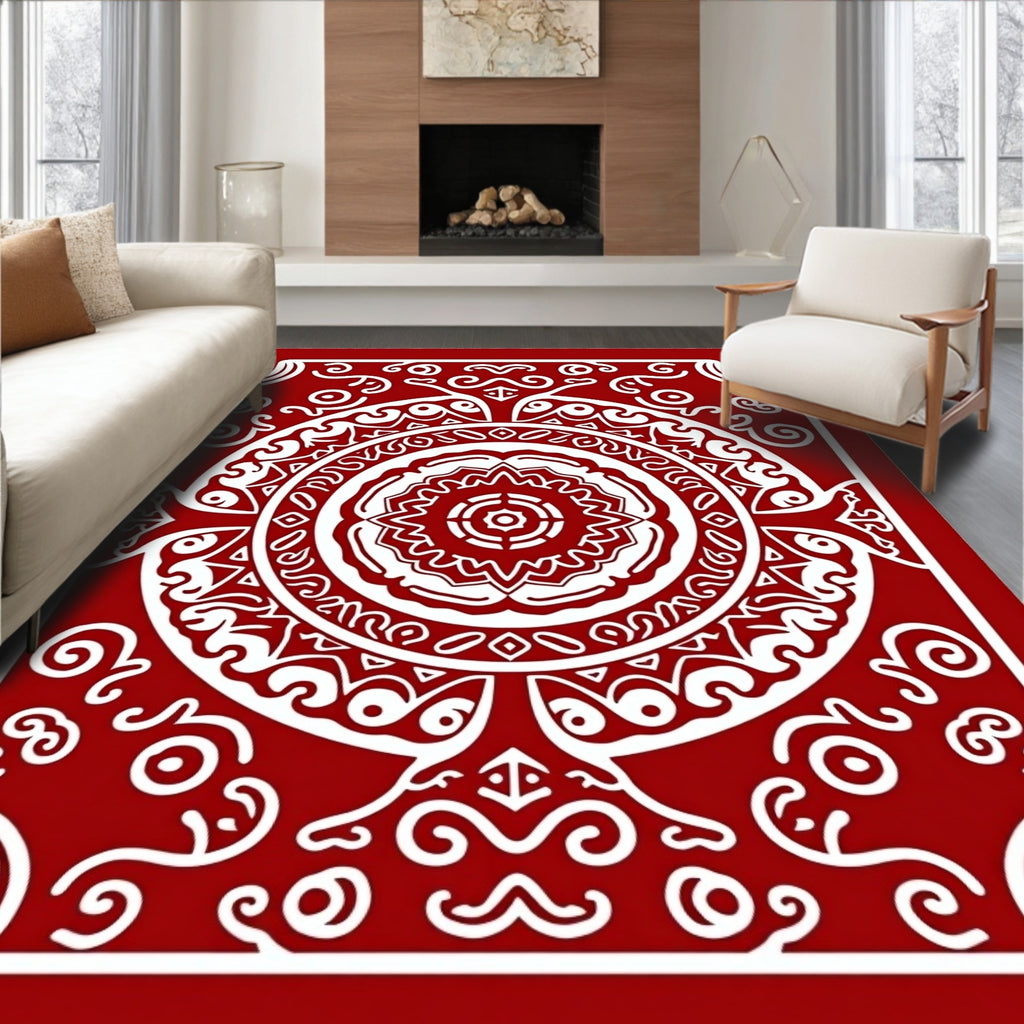 Crimson Medallion Swirl Rug
