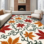 Red Orange Maple Leaf Swirls Rug