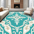Aqua White Golden Acanthus Scroll Rug