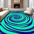 Vibrant Teal Navy Swirling Vortex Rug