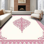Ornate Magenta Filigree Medallion Frame Rug