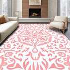 Sweet Pink Floral Scroll Medallion Rug