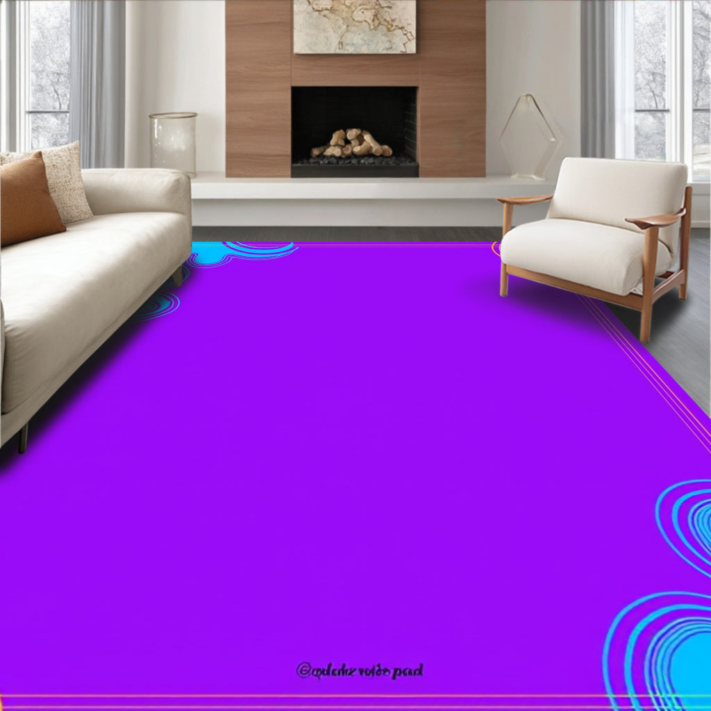 Vibrant Orange Blue Swirl Accents Rug