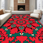 Crimson Teal Mandala Floral Radiance Rug