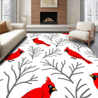 Charming Red Cardinal Winter Branch Rug