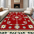 Crimson Folk Starburst Floral Rug