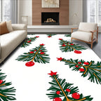 Festive Green Fir Tree Holiday Oval Rug