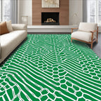Deep Green Interlocking Hexagonal Waves Rug